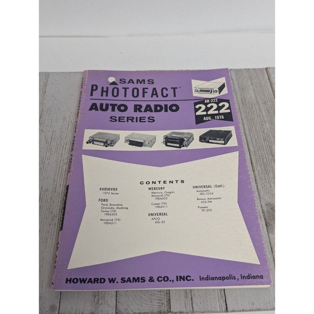 Original Sams PhotoFact Auto Radio Series Book AR-222 August 1976